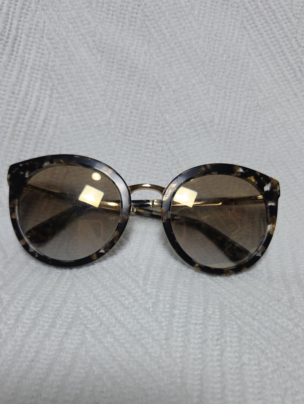 ​Dolce & Gabbana Womens Round Tortoiseshell Sunglasses Gold Metal Temples